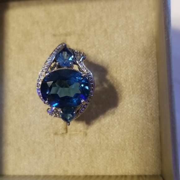 JTV Jewelry - London Blue Topaz 5.29CTW Oval and Pear w/.31 White Topaz set in 925 SS NWOT